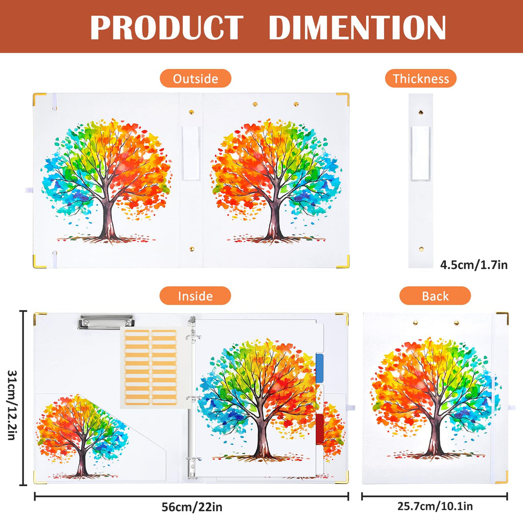 Lattlefnki Cute 3 Ring Binder 1 Inch Round Clipboard White 5 Dividers 8.5x11