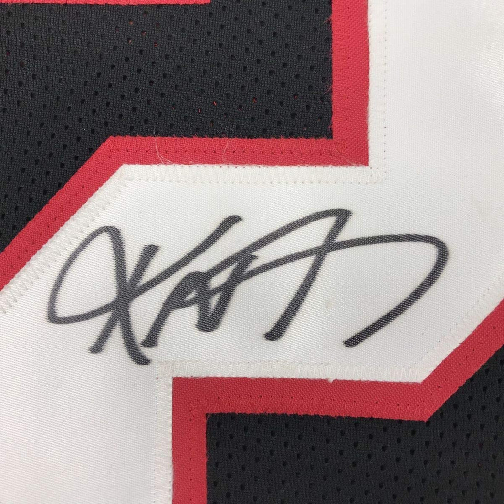 Framed Autographed/Signed Keanu Neal 35x39 Atlanta Retro Black Football Jersey PSA/DNA COA