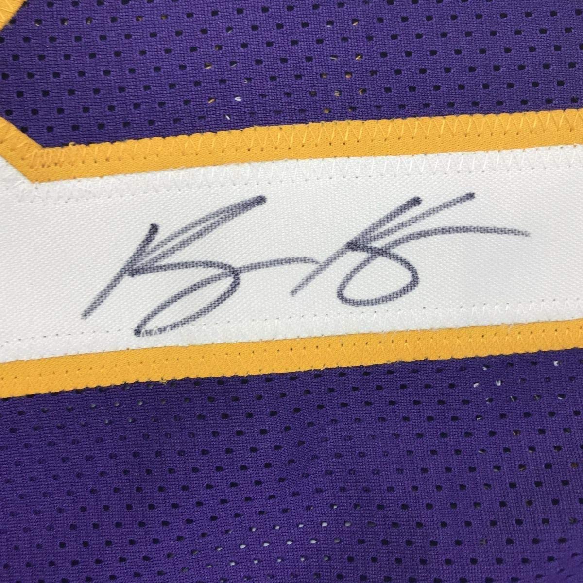 Framed Autographed/Signed Kyle Kuzma 35x39 Los Angeles LA Purple Basketball Jersey JSA COA