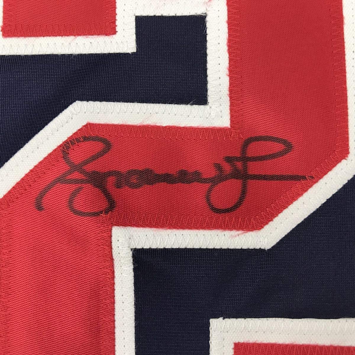 Framed Autographed/Signed Andruw Jones 35x39 Atlanta Blue Baseball Jersey PSA/DNA COA