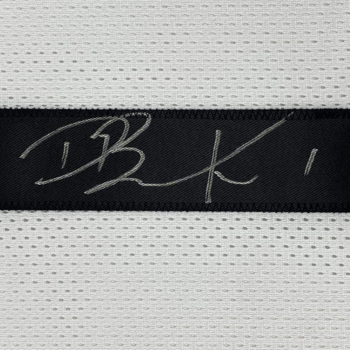 Framed Autographed/Signed Devin Booker 35x39 Phoenix White Basketball Jersey JSA COA