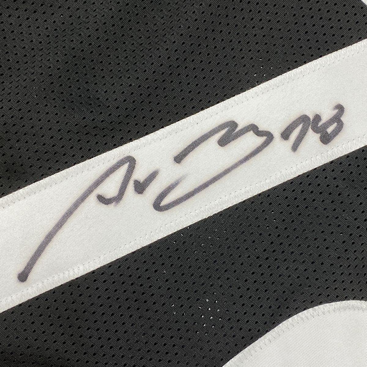 Framed Autographed/Signed Alejandro Villanueva 35x39 Pittsburgh Black Football Jersey JSA COA