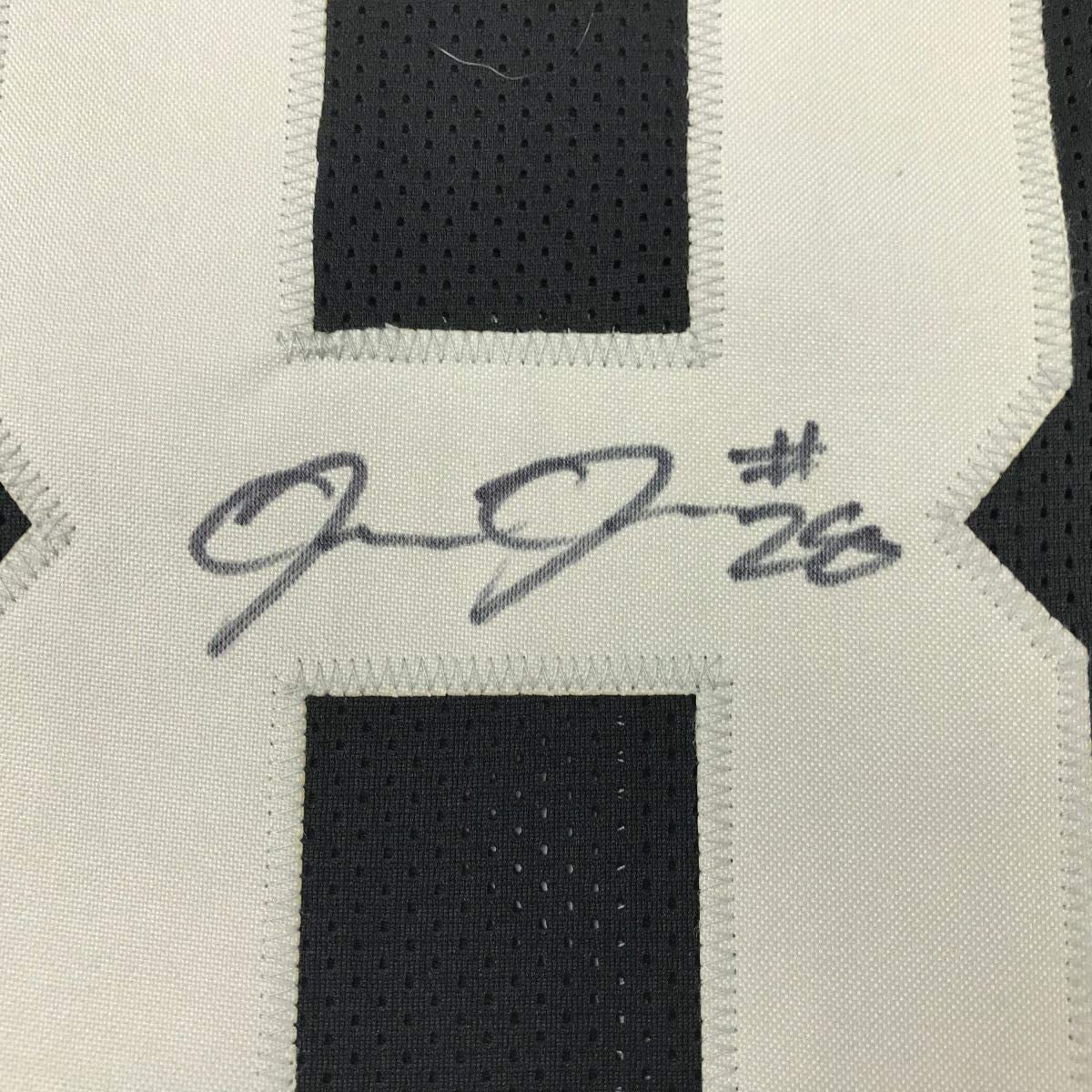 Framed Autographed/Signed Josh Jacobs Viva 35x39 Las Vegas Oakland Black Football Jersey Beckett BAS COA