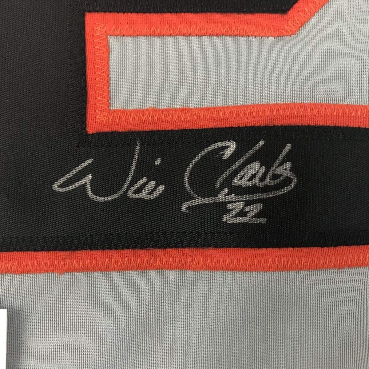 Framed Autographed/Signed Will Clark 35x39 San Francisco Grey Baseball Jersey JSA COA