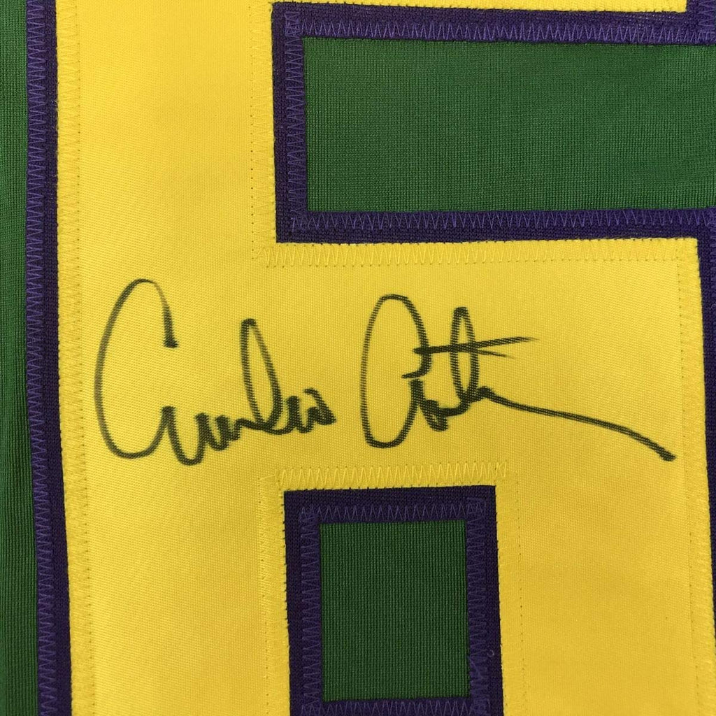 Autographed/Signed Emilio Estevez Gordon Bombay The Mighty Ducks Green Hockey Jersey PSA/DNA COA