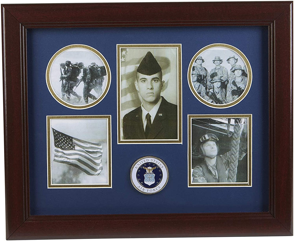 The military gift  store Frame US Air Force Medallion 5 Picture Collage Frame.