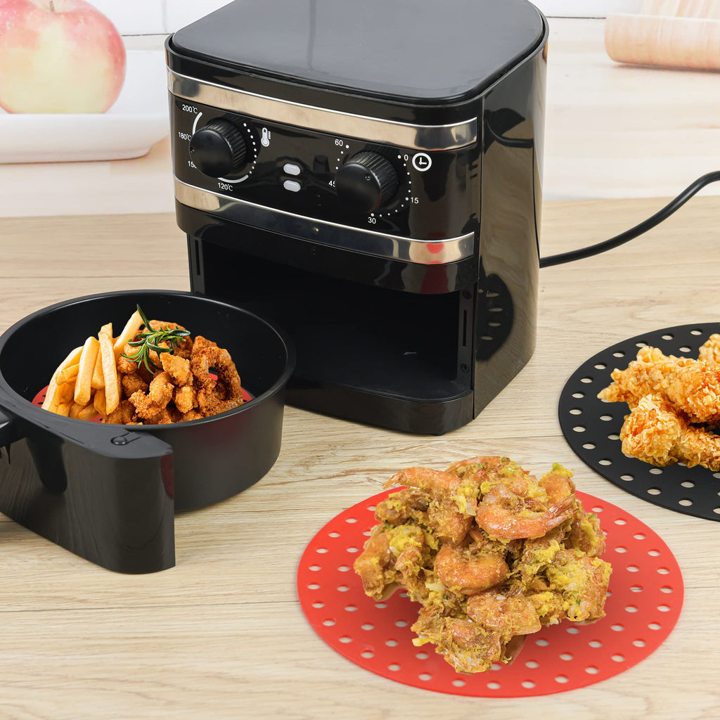Viwehots Silicone Air Fryer Liners 8" Non Stick Reusable 4 Pack Mixed Colors