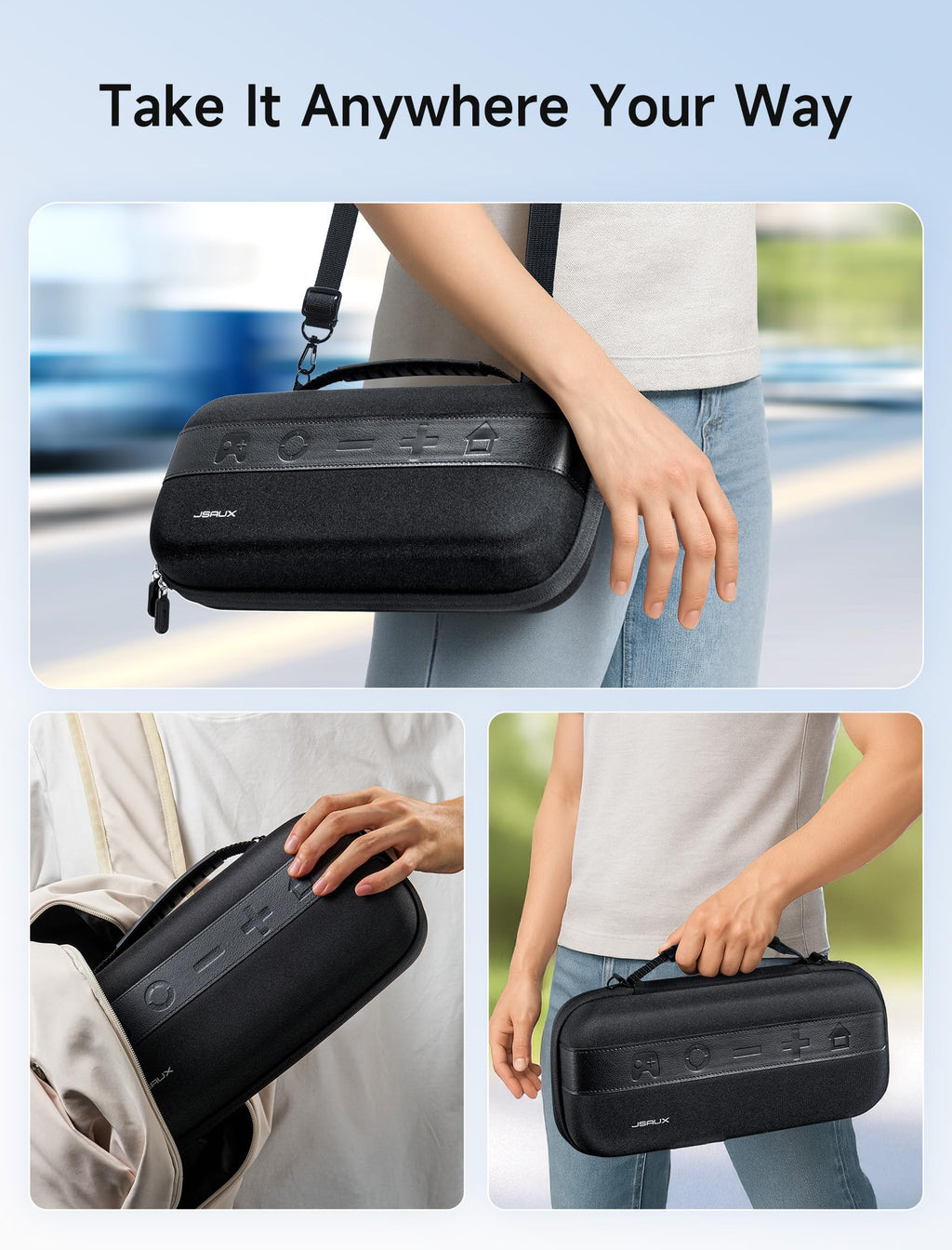 JSAUX Large Capacity Hard Shell Carrying Case Nintendo Switch 2, 20 Slots Black