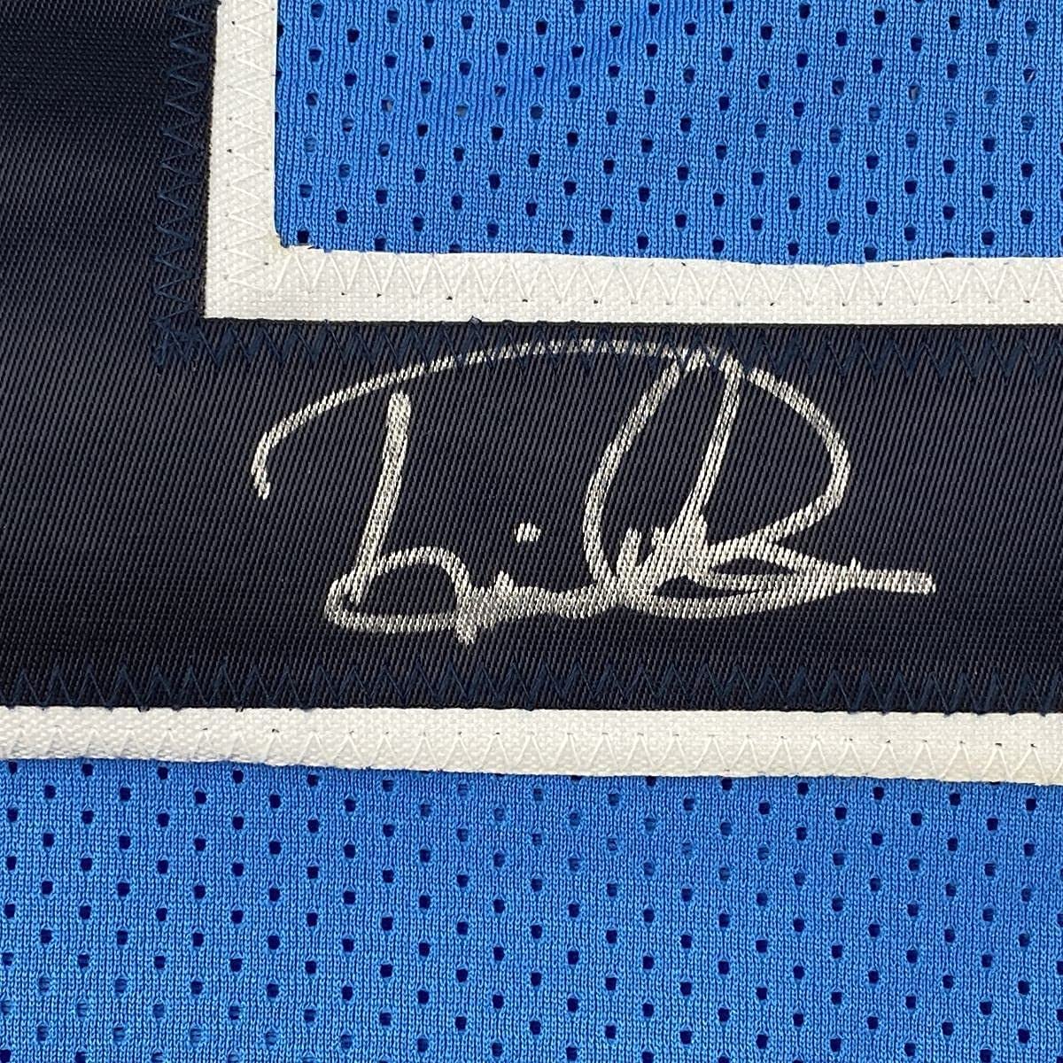 Framed Autographed/Signed Derrick Henry 35x39 Tennessee Titans Light Blue Football Jersey Beckett BAS COA