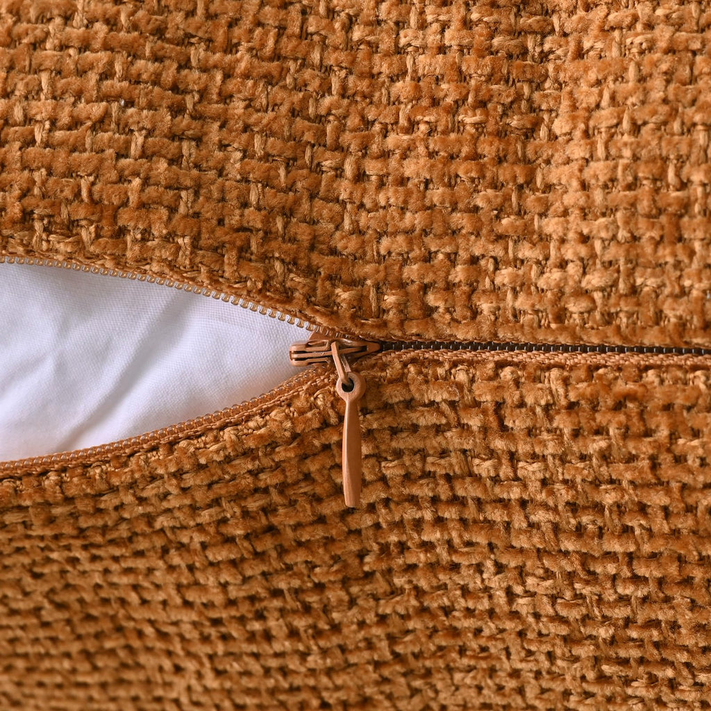 Cozoomy Chenille Linen Throw Pillow Covers 12x20 Inch Rustic Bronze Set of 2