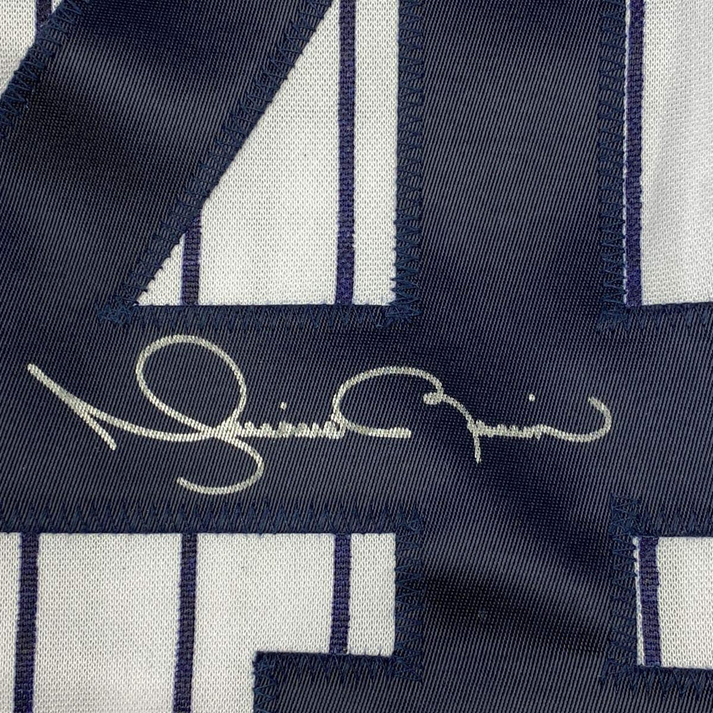 Framed Autographed/Signed Mariano Rivera 35x39 New York Pinstripe Baseball Jersey JSA COA/LOA