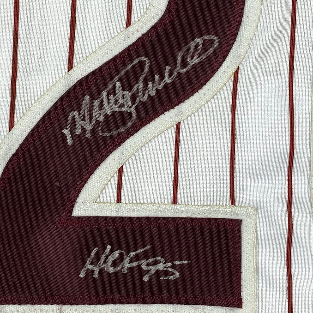 Framed Autographed/Signed Mike Schmidt HOF 95 35x39 Philadelphia Pinstripe Baseball Jersey JSA COA