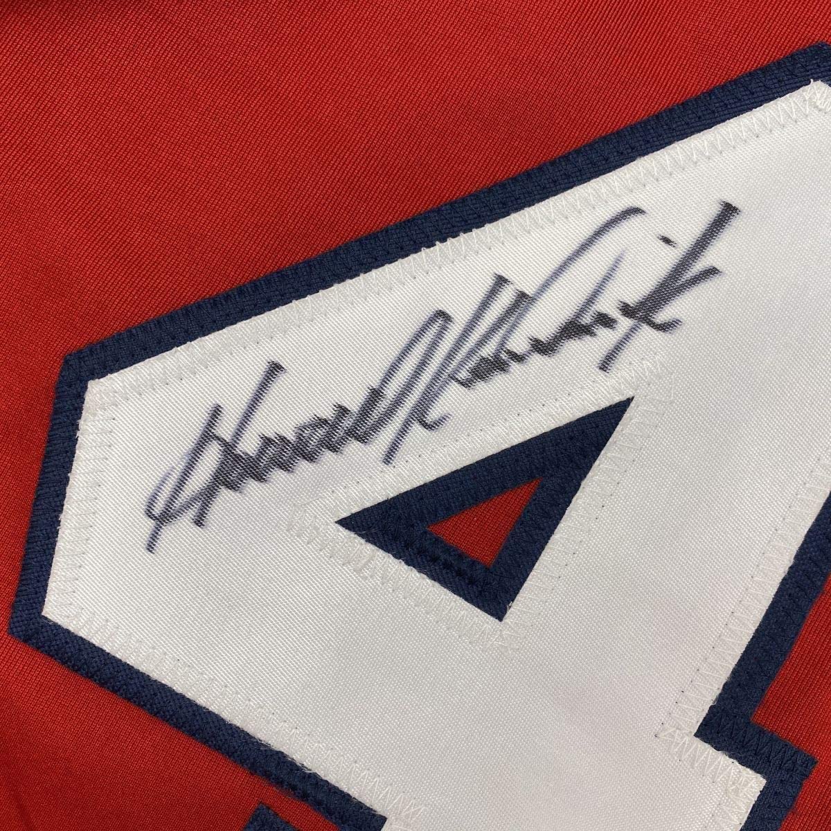Framed Autographed/Signed Howie Kendrick 35x39 Washington Red Baseball Jersey JSA COA