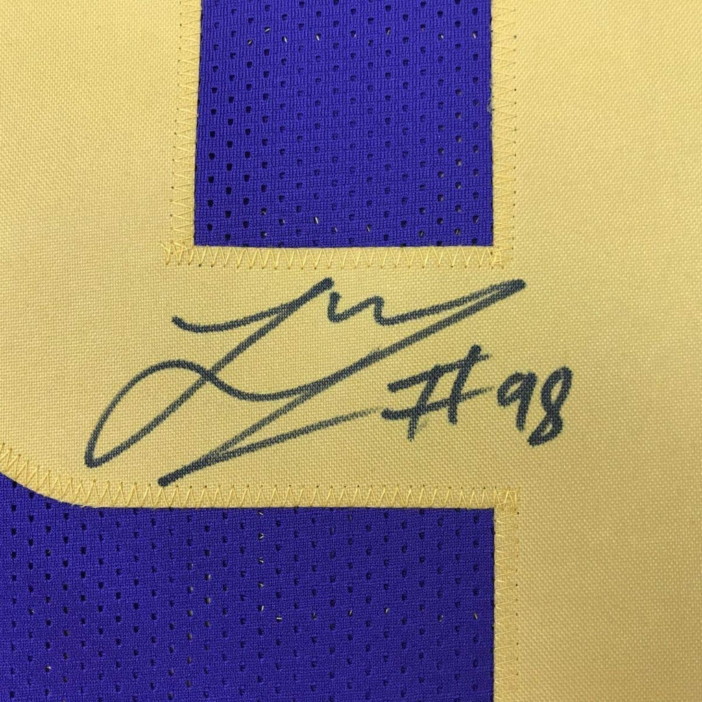 Framed Autographed/Signed Linval Joseph 35x39 Minnesota Color Rush Football Jersey JSA COA