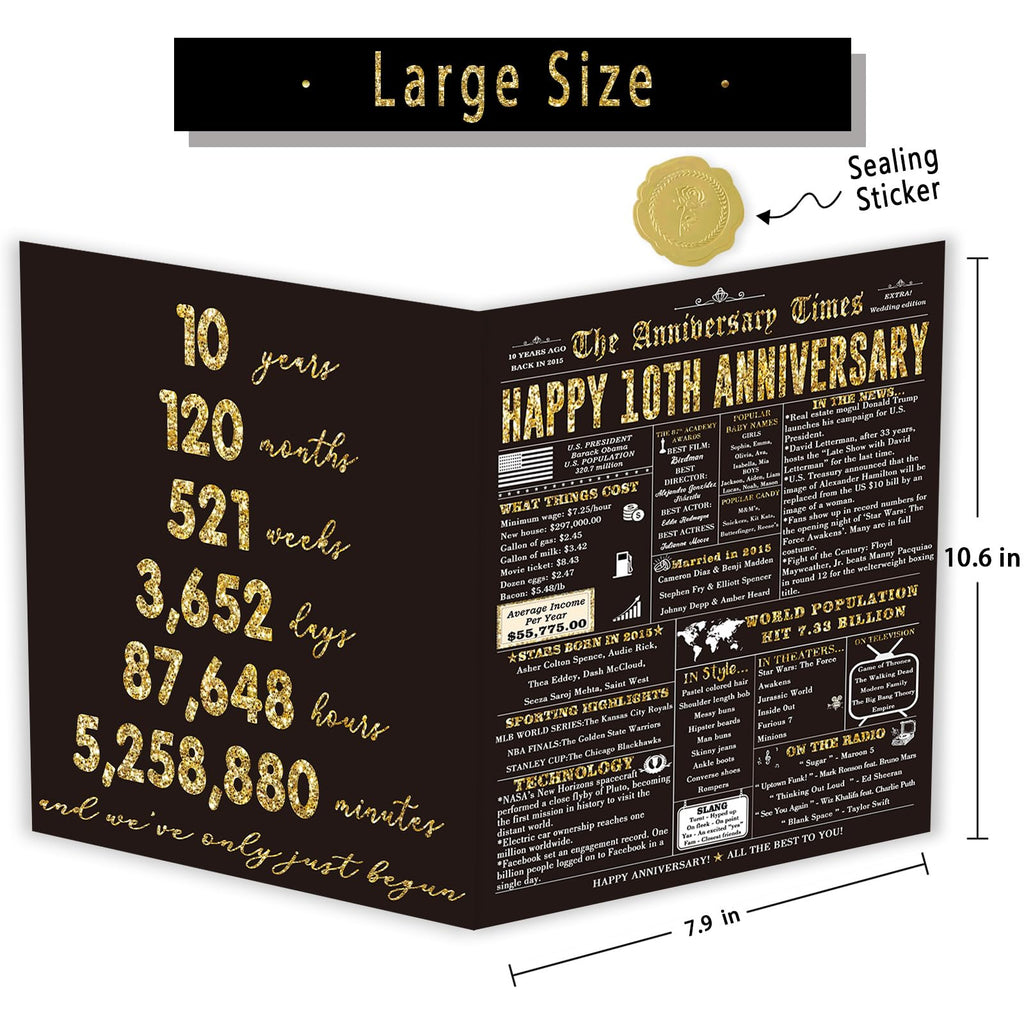 Londue 10 Year Anniversary Card for Him Her Romantic Tin Gift Couple