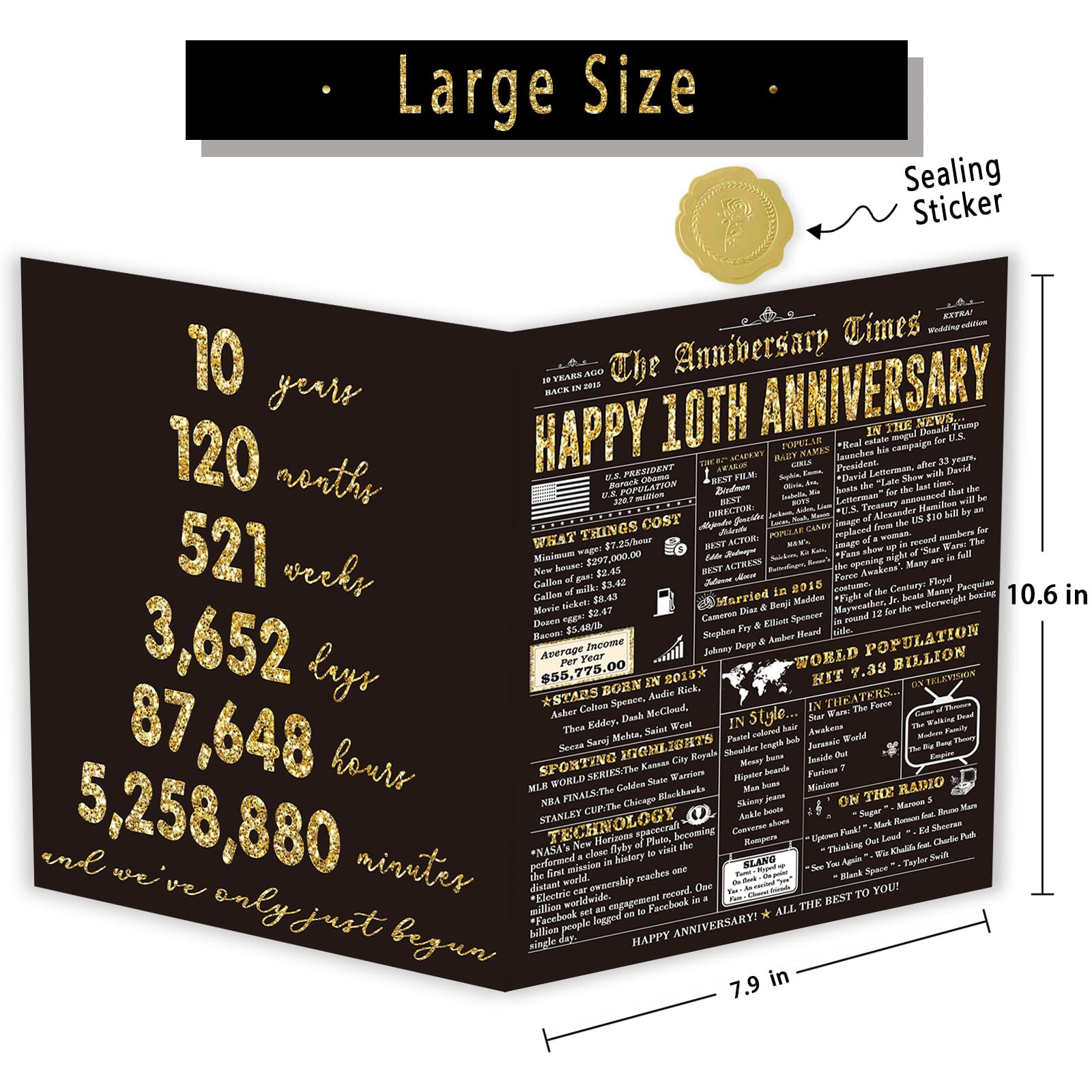 Londue 10 Year Anniversary Card for Him Her Romantic Tin Gift Couple