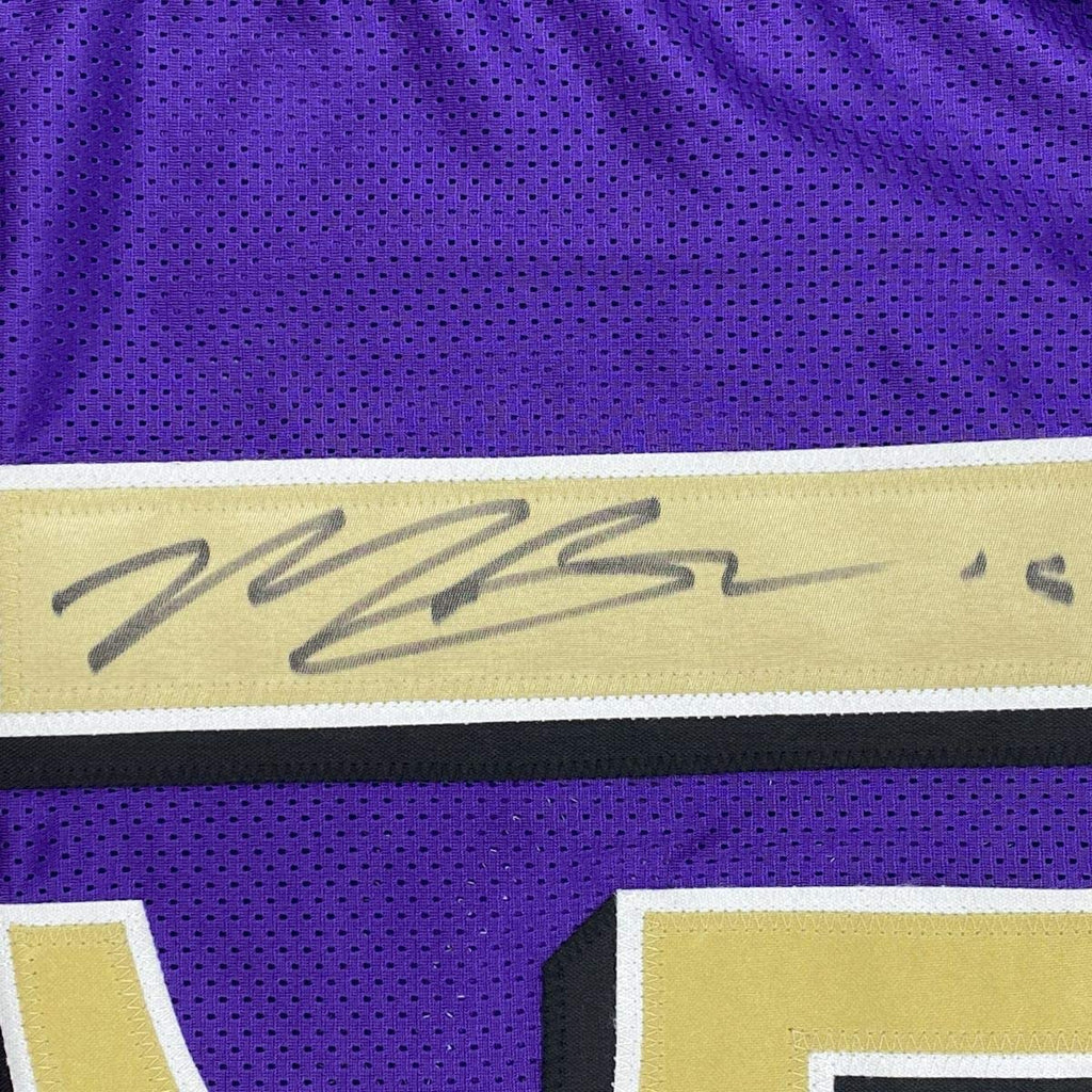 Framed Autographed/Signed Marquise Brown 35x39 Baltimore Color Rush Football Jersey JSA COA