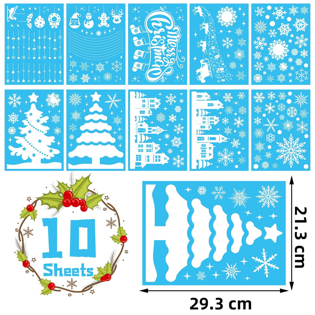 MISS FANTASY Christmas Window Clings 10 Sheets White Snow Scene Decorations