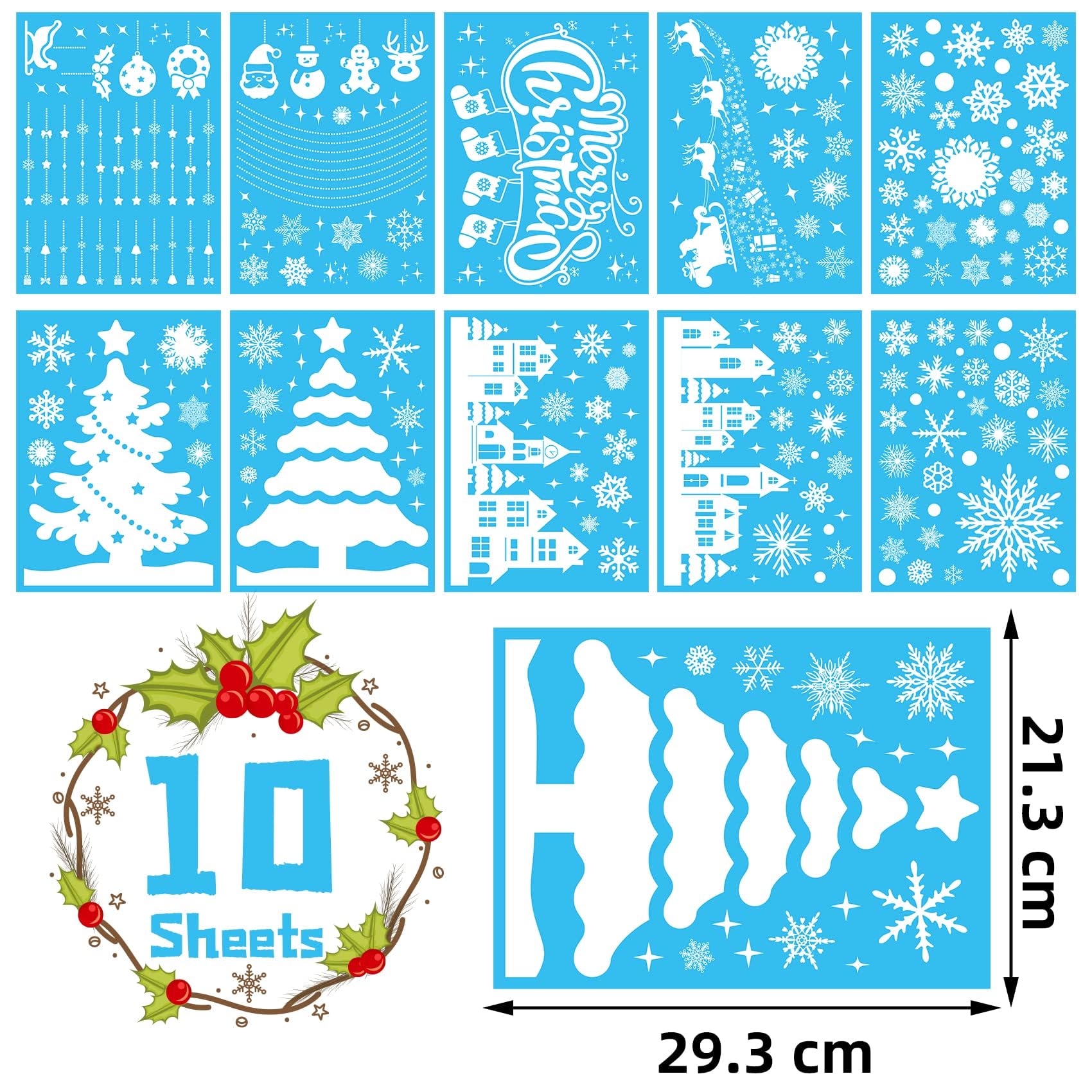 MISS FANTASY Christmas Window Clings 10 Sheets White Snow Scene Decorations