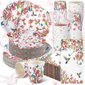 Sinmoe 400 Pcs Spring Plates Napkins Disposable Dinnerware Set Multicolor Bird