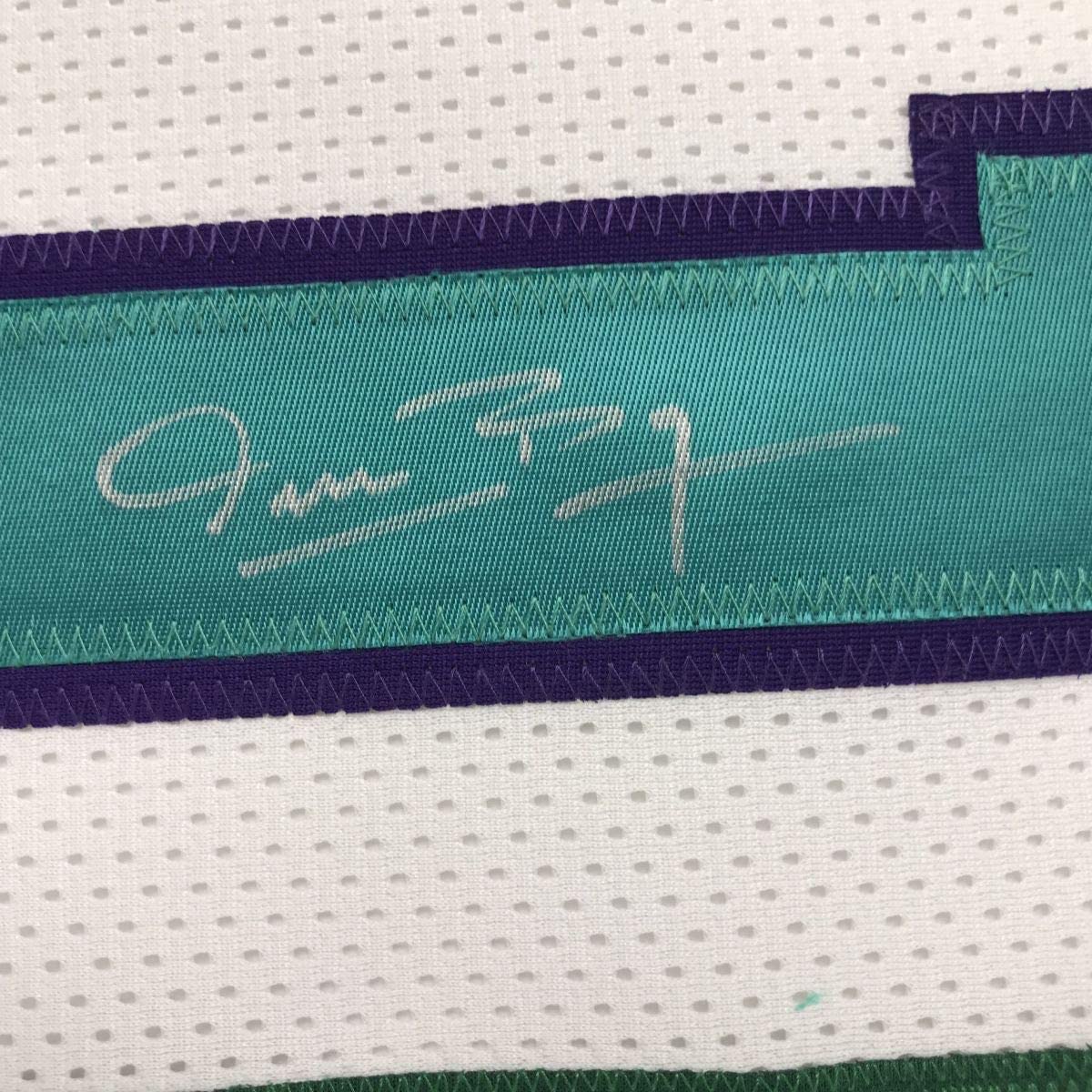 Framed Autographed/Signed Muggsy Bogues 35x39 Charlotte White Basketball Jersey PSA/DNA COA