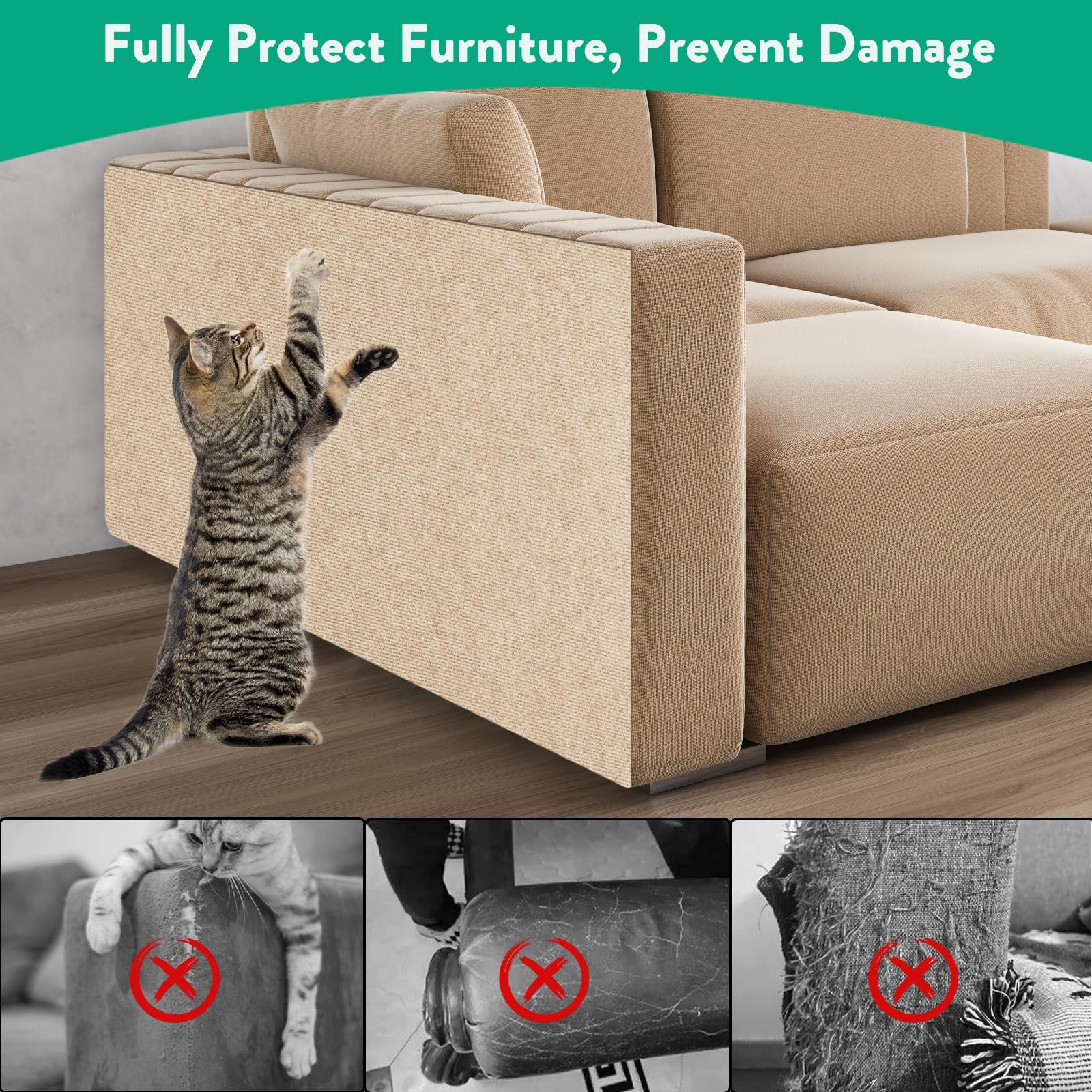 YITMOYM Trimmable Cat Scratcher Mat 39.4x15.8in Self-Adhesive Felt Fiber