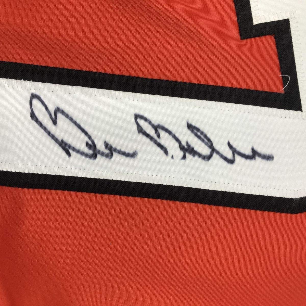 Framed Autographed/Signed Bill Barber 35x39 Philadelphia Orange Hockey Jersey PSA/DNA COA