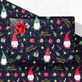 GIOLNIAY Gnome Christmas Wrapping Paper Navy Blue 4 Jumbo Sheets 28x40