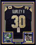 Framed Autographed/Signed Todd Gurley II 35x39 Los Angeles LA Rams Dark Blue Football Jersey JSA COA