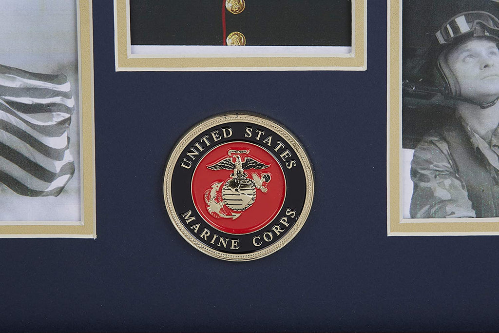 The Military Gift Store United States Marine Corps Medallion 5 Picture Collage Frame with Stars.