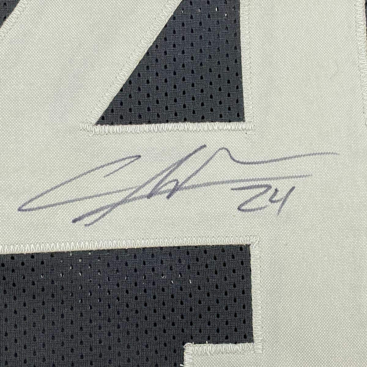 Framed Autographed/Signed Charles Woodson 35x39 Oakland Black Football Jersey Beckett BAS COA