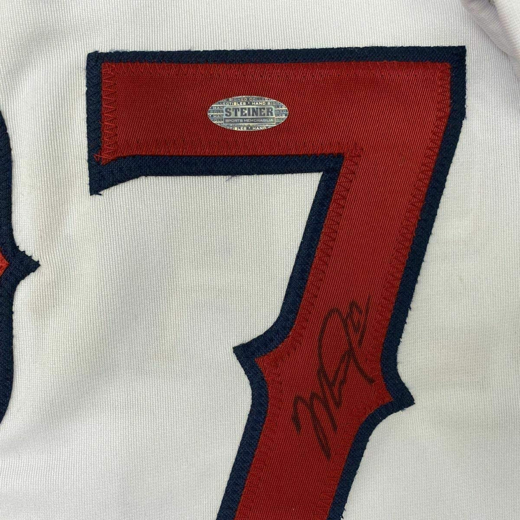 Framed Autographed/Signed Mike Trout 35x39 Los Angeles White Baseball Jersey Steiner Sports COA Hologram Only