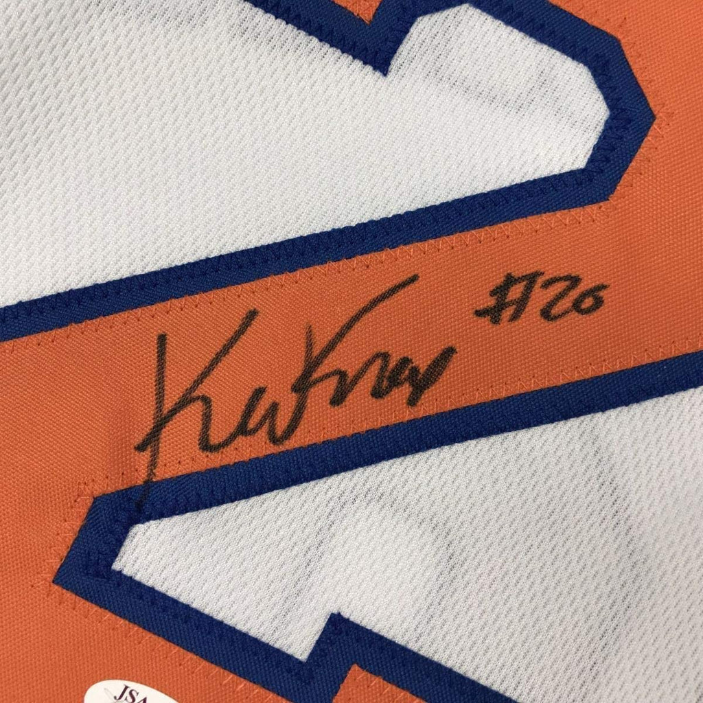 Framed Autographed/Signed Kevin Knox 35x39 New York White Basketball Jersey JSA COA