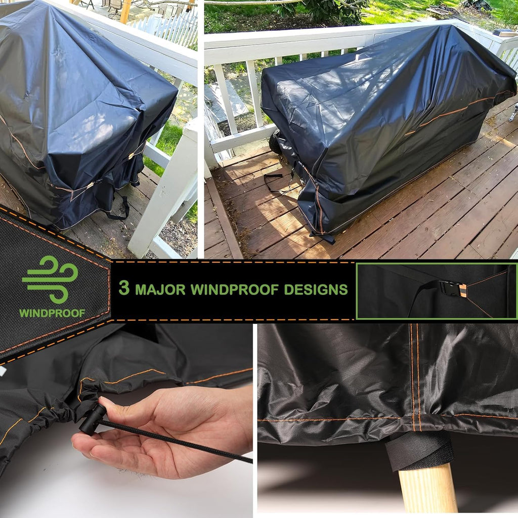 Rimwig Waterproof Outdoor Sofa Cover 89x89in V-Shape Black 420D Oxford Fabric