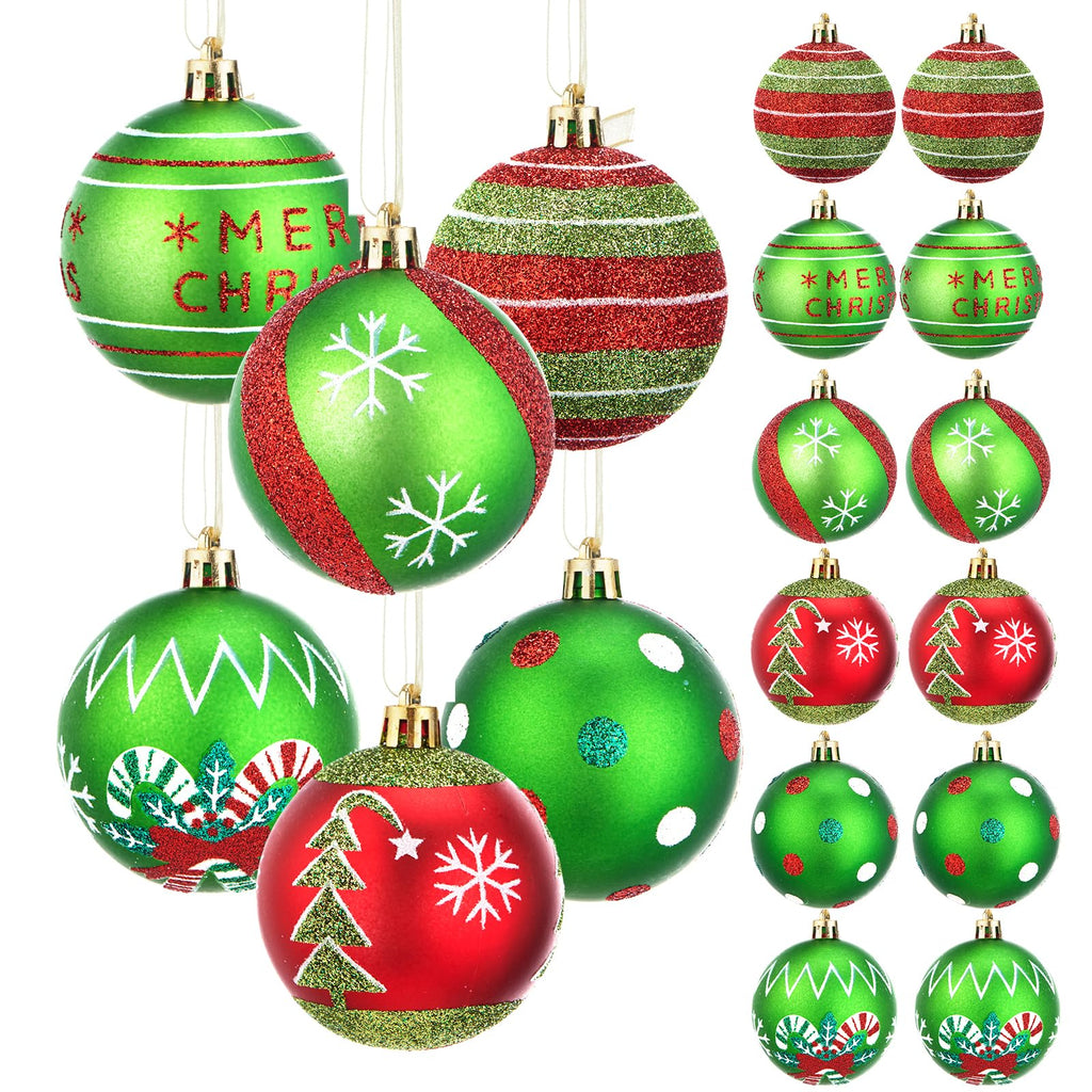 SmartDawn 12 Pcs 3.15in Christmas Ball Ornaments Red Green Plastic