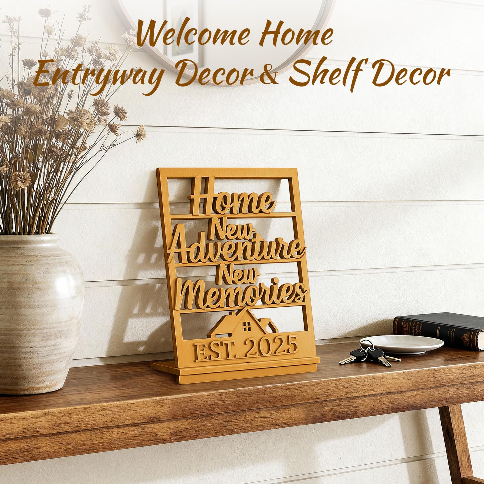 GoHoKi Housewarming Gift Farmhouse Wooden Sign Entry Table Decor New Home