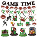 Koeilay Game Time Football Banner & Decorations Green Brown Party Supplies