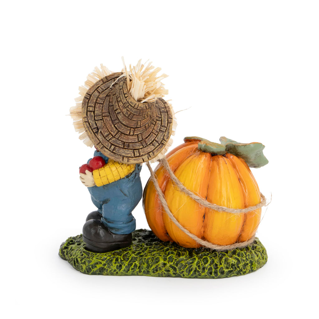 Hodao Thanksgiving Scarecrow Turkey Pumpkin Decor Farmhouse Fall Centerpiece Red