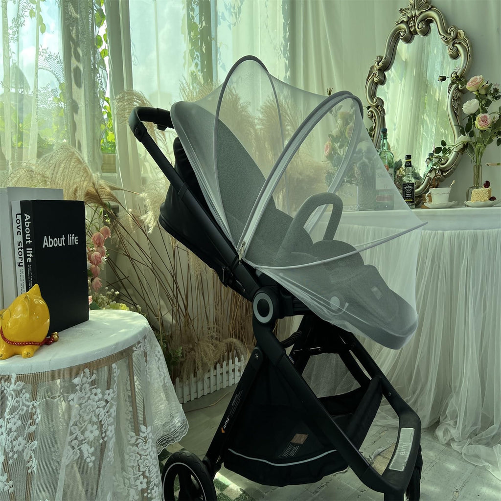DUSHARKFUN Baby Mosquito Net Double Zipper Bassinet Stroller Cover White
