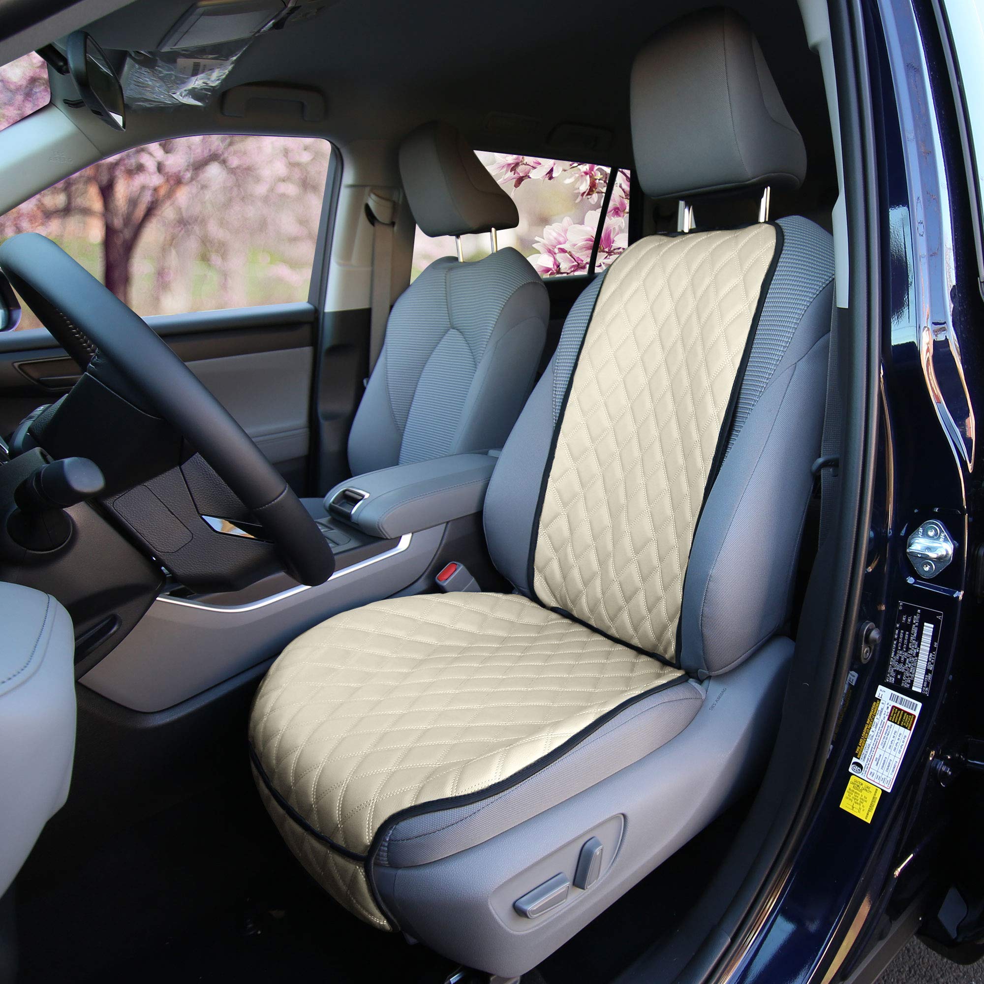 FH Group Car Seat Cushion Faux Leather Airbag Compatible Universal Beige