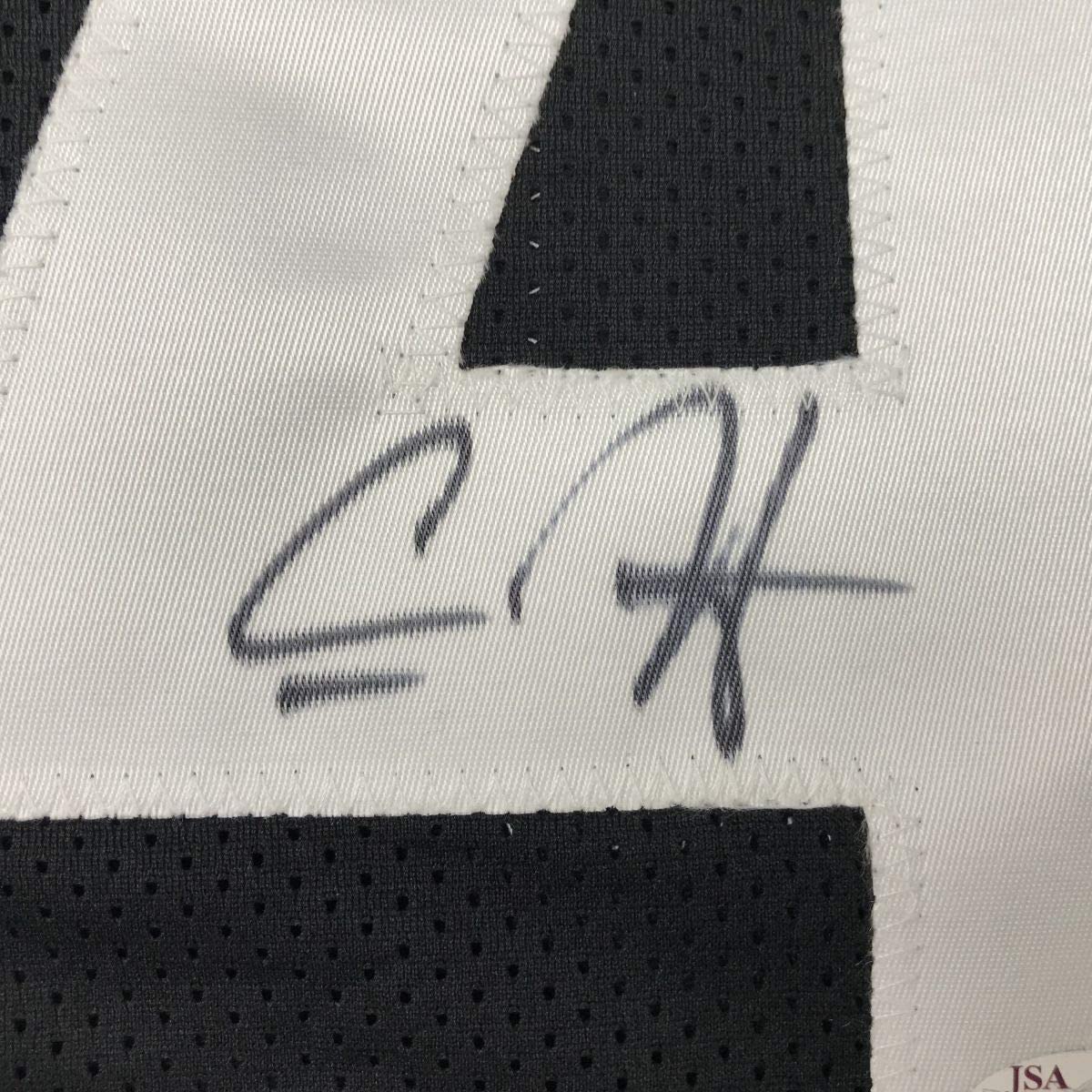 Framed Autographed/Signed Carlos Hyde 35x39 Jacksonville Black Football Jersey JSA COA