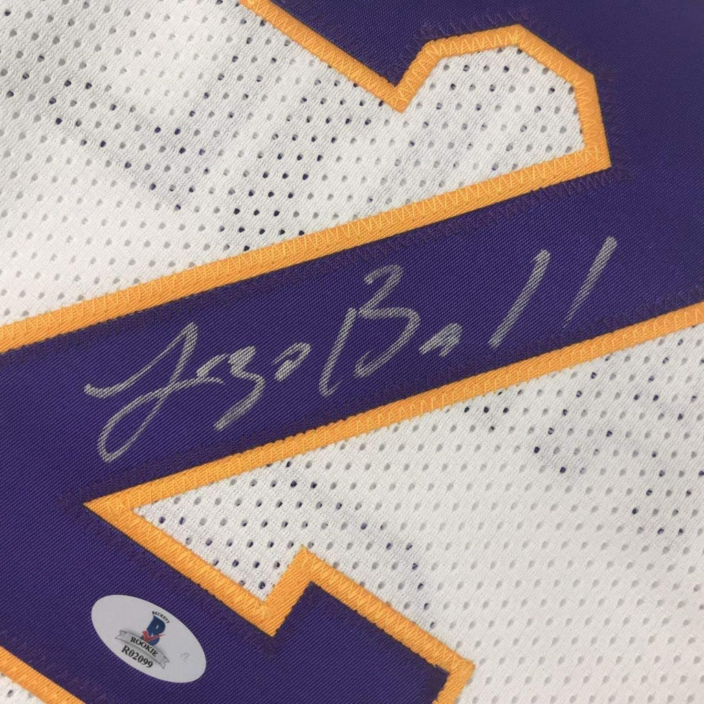 Framed Autographed/Signed Lonzo Ball 35x39 Los Angeles White Basketball Jersey Beckett BAS COA