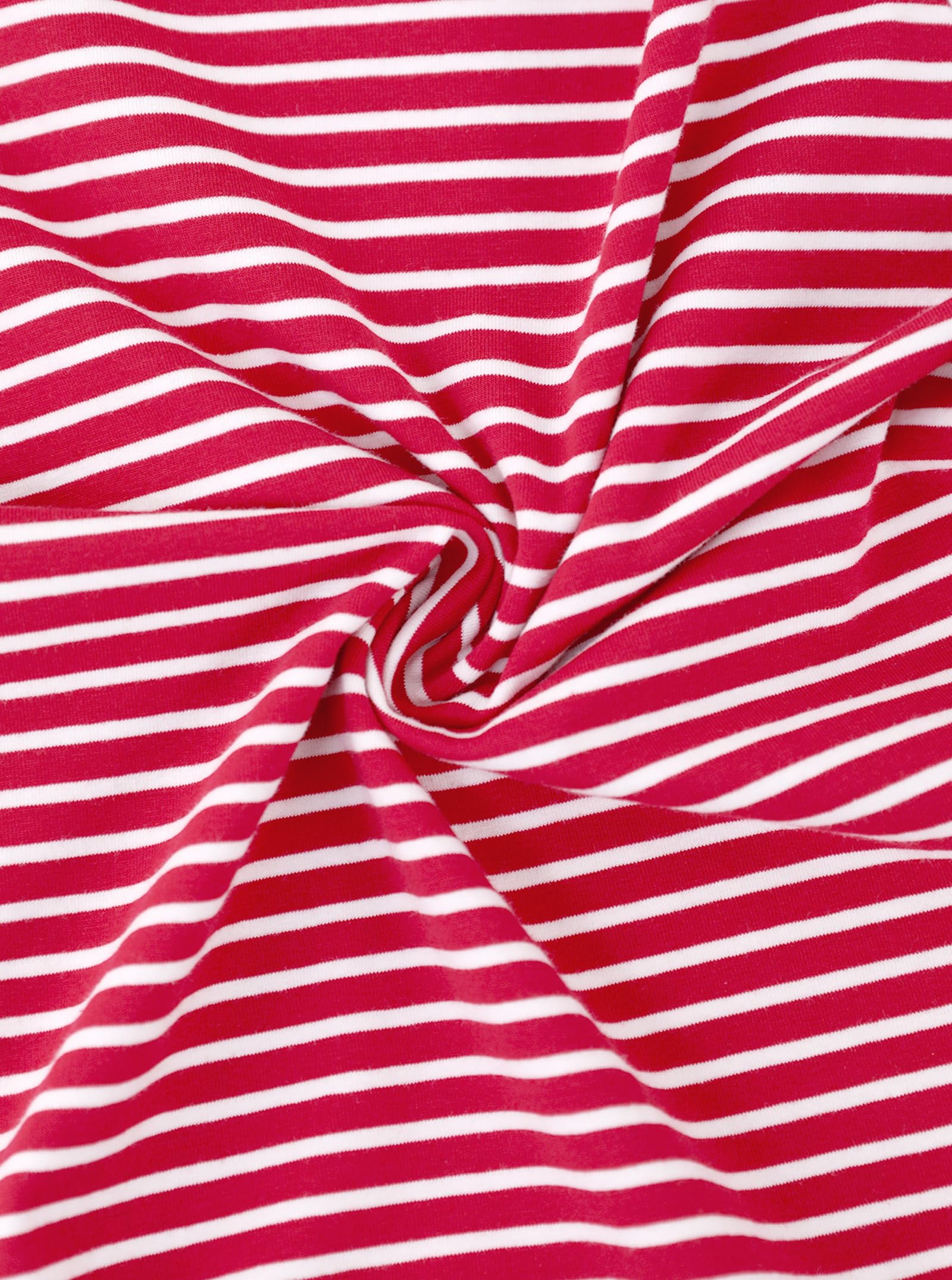 LilyCoco Womens Striped Long Sleeve Boat Neck Shirt Red Size M