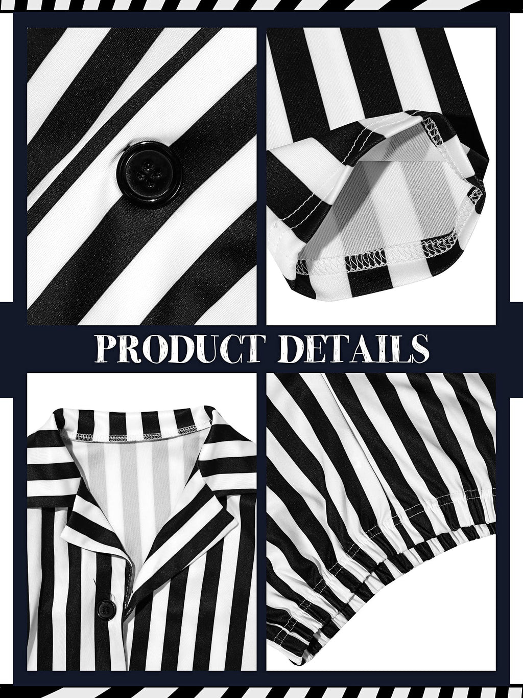 Haysandy Kids Halloween Black White Striped Suit Costume Size Large