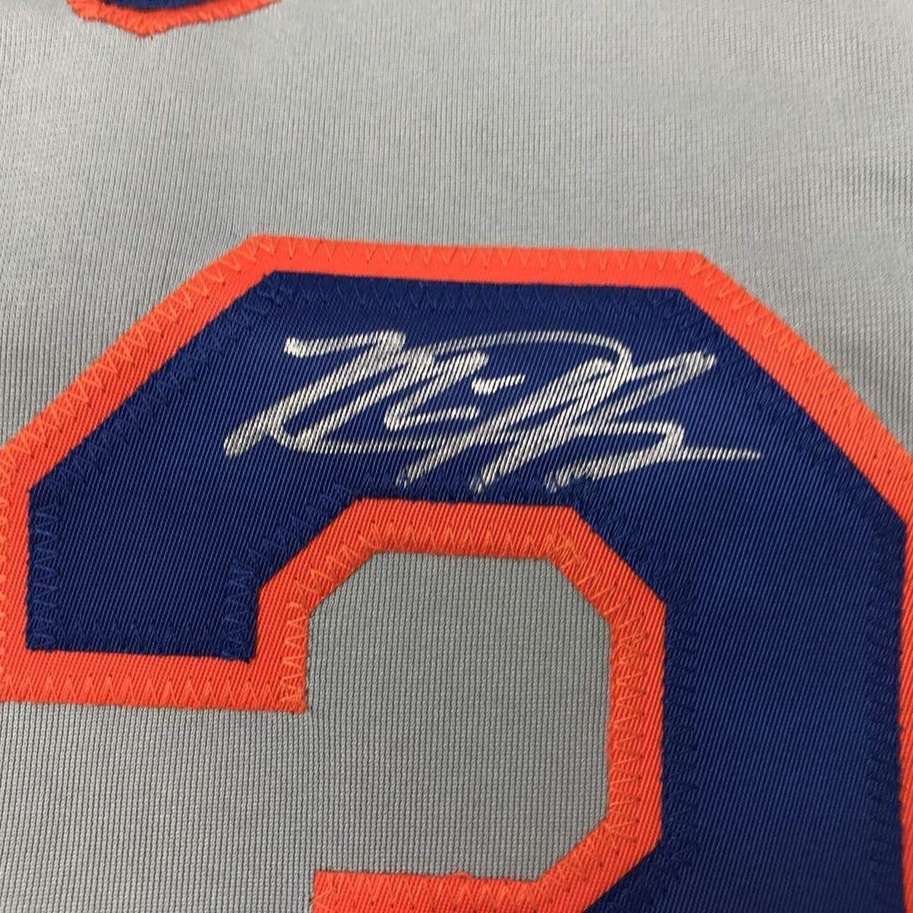 Framed Autographed/Signed Michael Conforto 35x39 New York NY Grey Baseball Jersey JSA COA