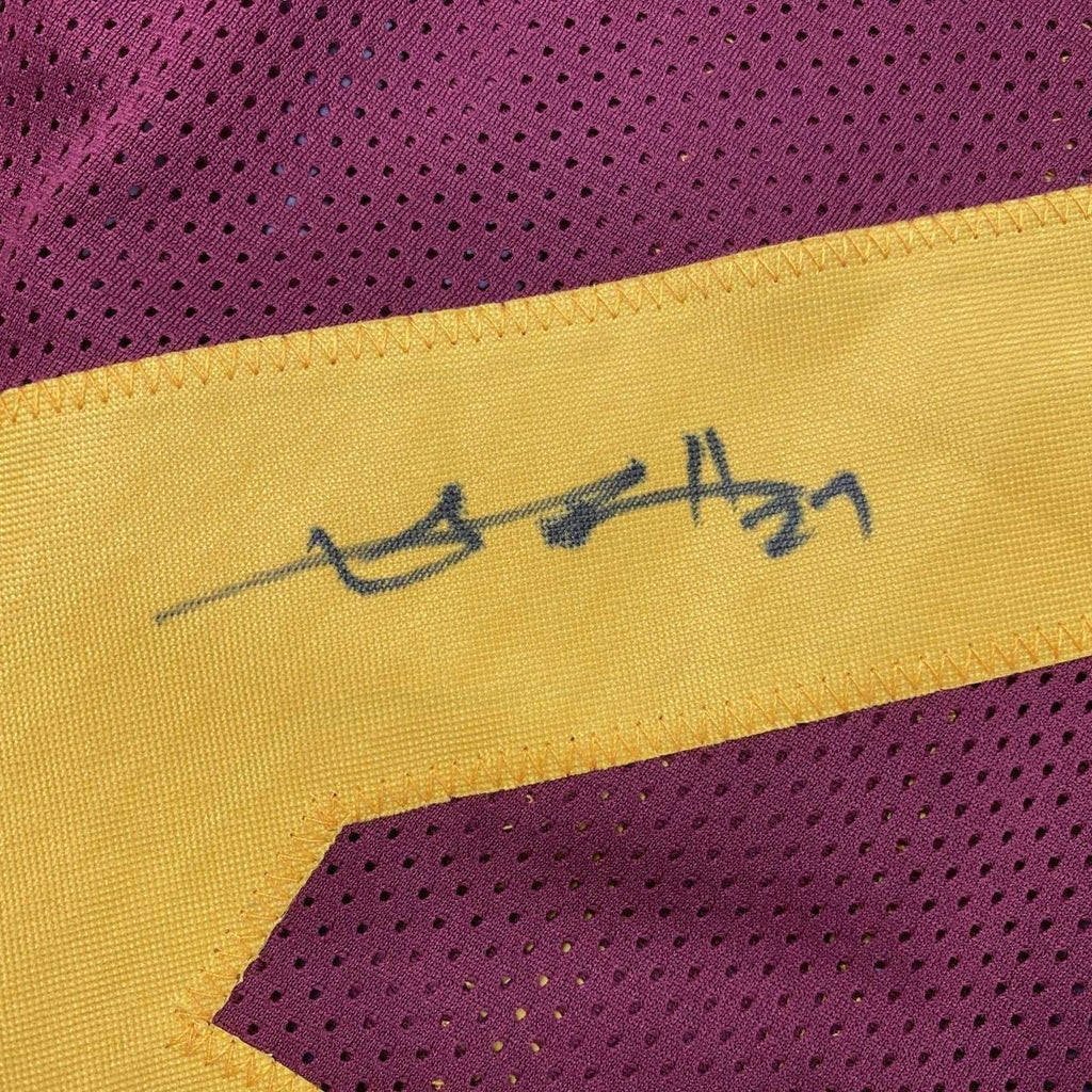 Framed Autographed/Signed Antonio Brown 35x39 Central Michigan Maroon College Football Jersey JSA COA