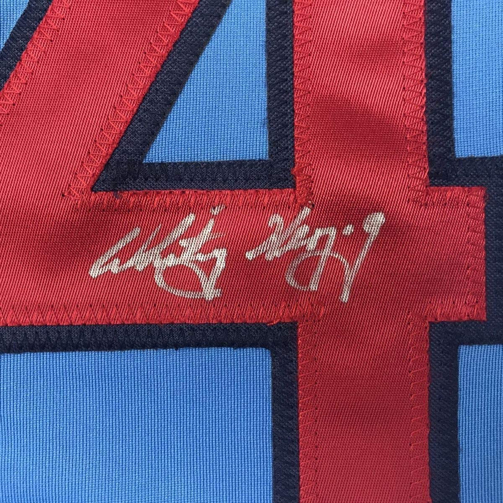 Framed Autographed/Signed Whitey Herzog 35x39 St. Louis Blue Baseball Jersey JSA COA