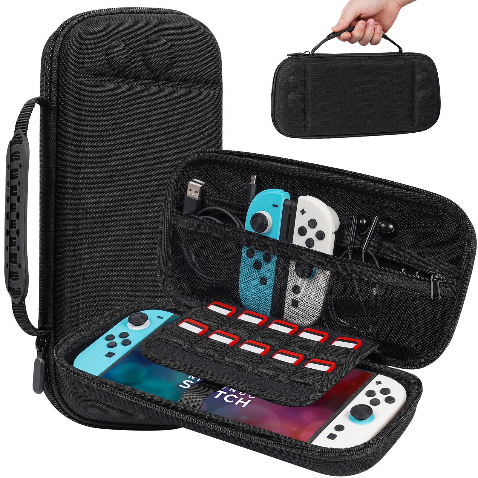 TIGOJH Nintendo Switch 2 Carrying Case Black 10 Game Slots & Accessory Pocket