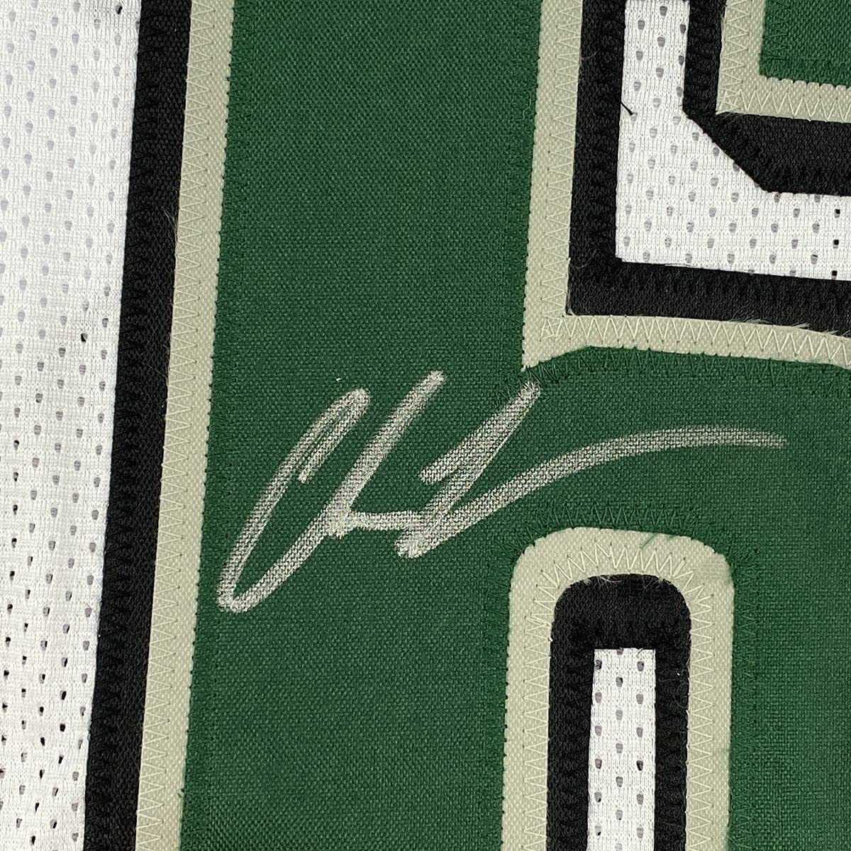 Framed Autographed/Signed Chris Long 35x39 Philadelphia White Football Jersey JSA COA