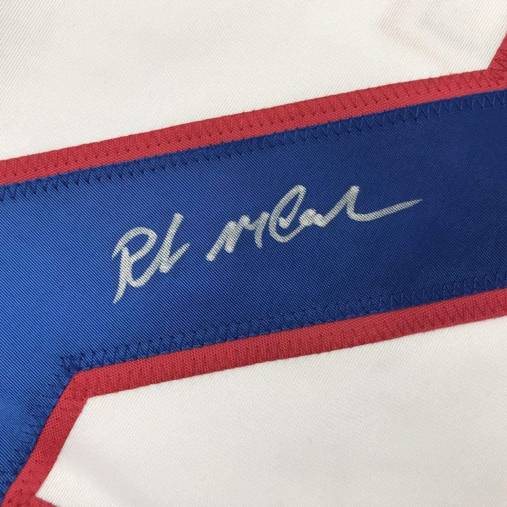 Framed Autographed/Signed Rob McClanahan 35x39 White Team USA Miracle On Ice 1980 Olympics Hockey Jersey JSA COA